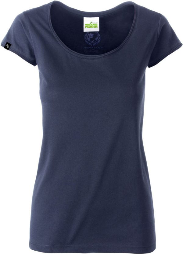 ― % ― JAN 8001  ― Damen Bio-Baumwolle Rollsaum T-Shirt - Navy Blau [XL] Mode – Bild 2