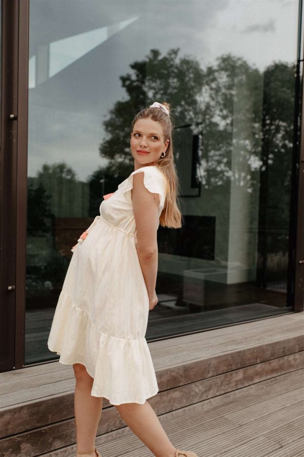 Umstands-Hängerkleid zum Stillen, creme gold Verkauf