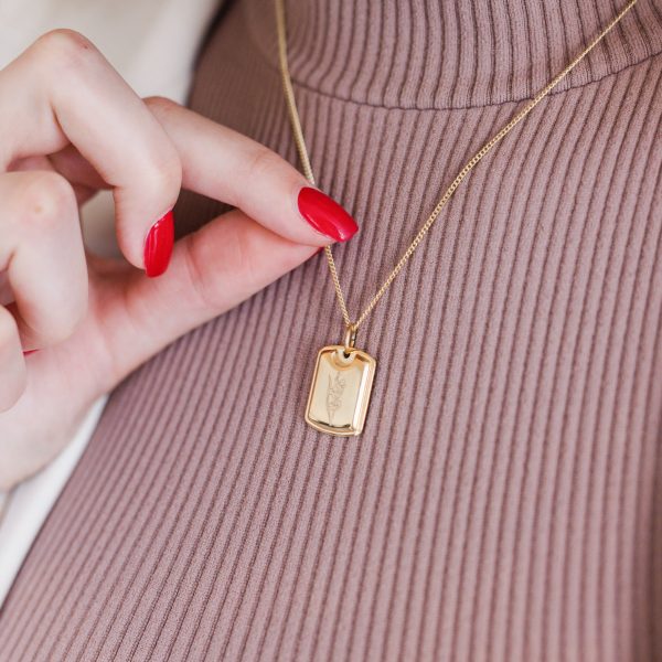 BABE Kette mit rechteckiger Gravur Plakette Rabatt