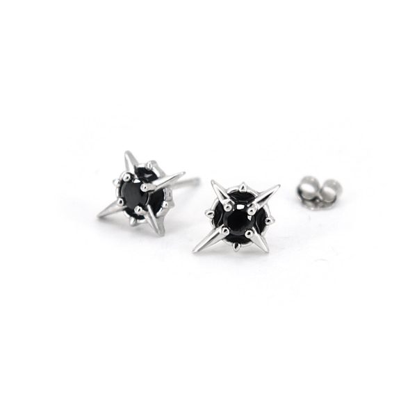 Gothic Stern Ohrstecker Zirkonia Schwarz Schn?ppchen