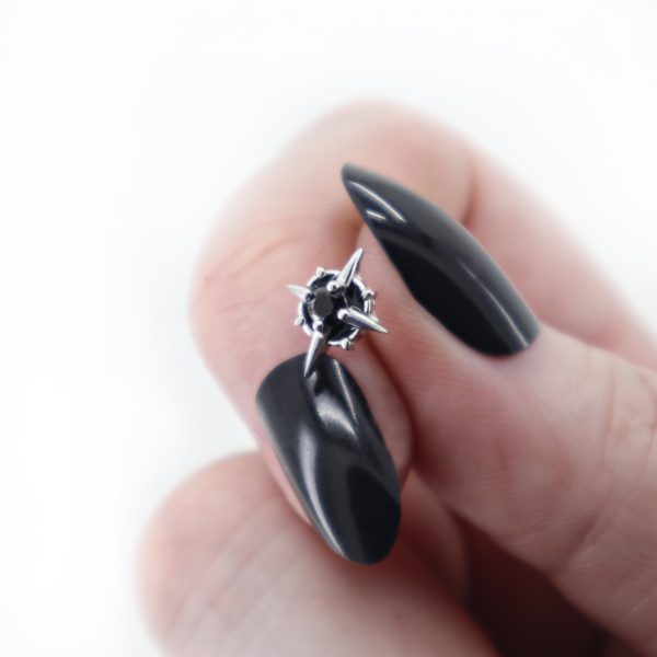 Gothic Stern Ohrstecker Zirkonia Schwarz Schn?ppchen – Bild 5